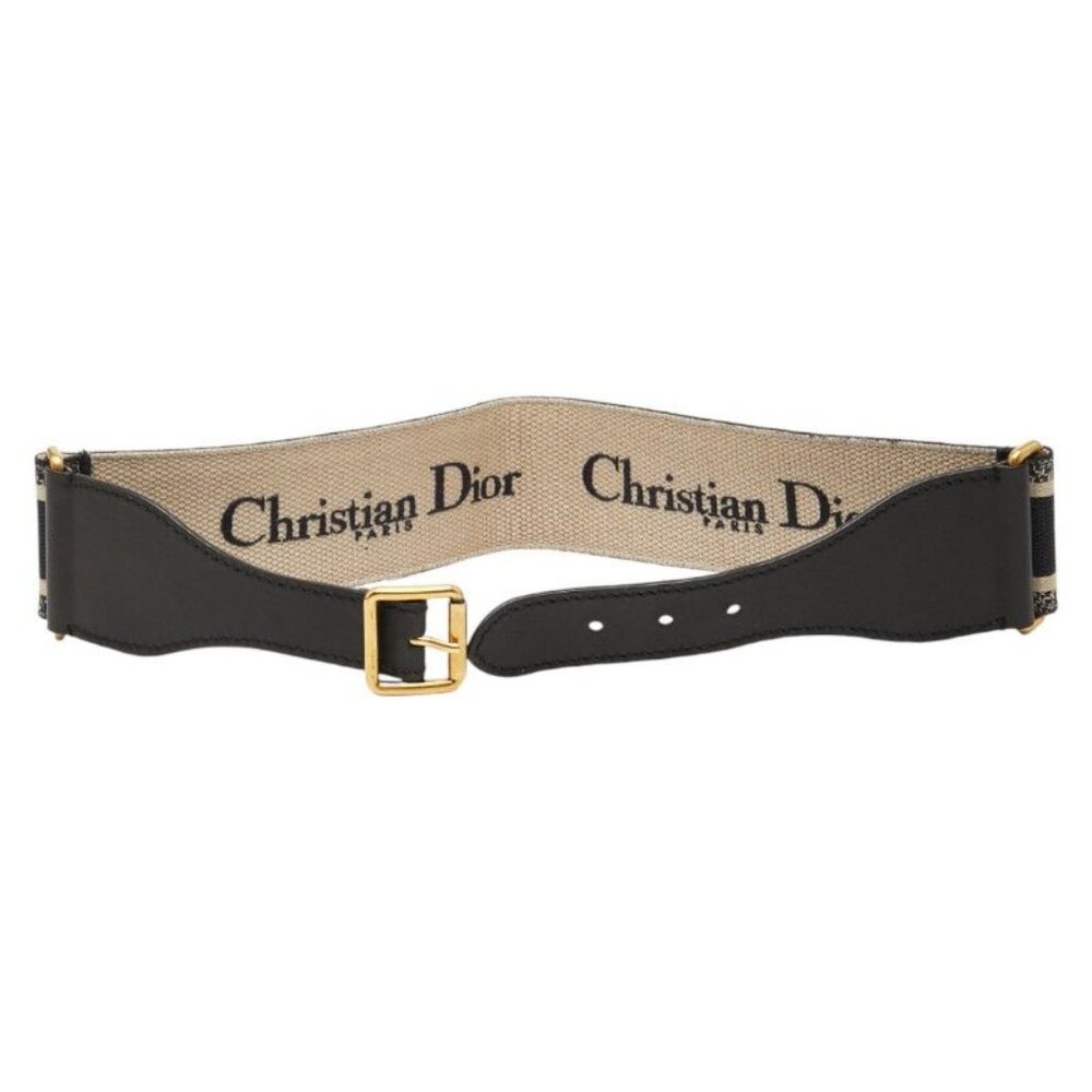Dior Belt Size 75 Navy Beige Canvas Leather - Picture 3 of 6